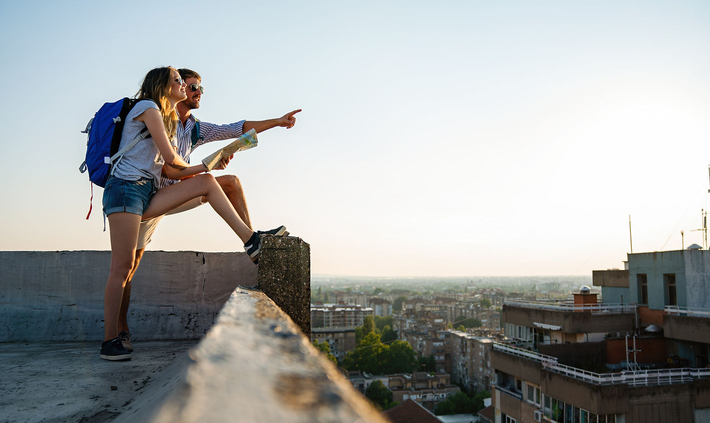 Tourists on a Rooftop
