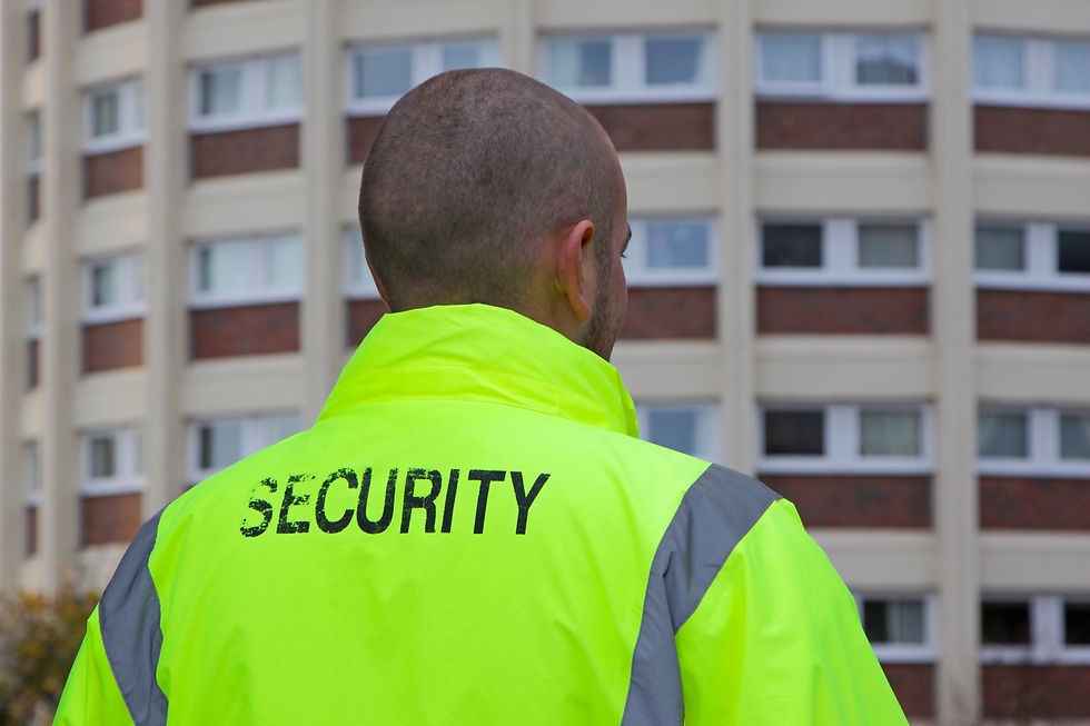 Uniformed security guard on shift