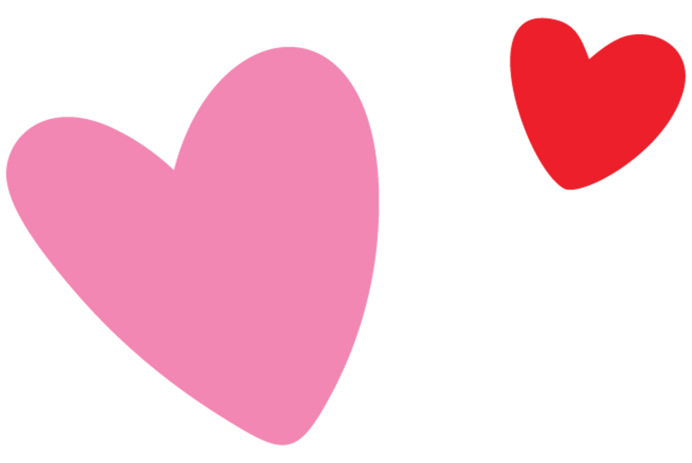 Corazones de dos colores