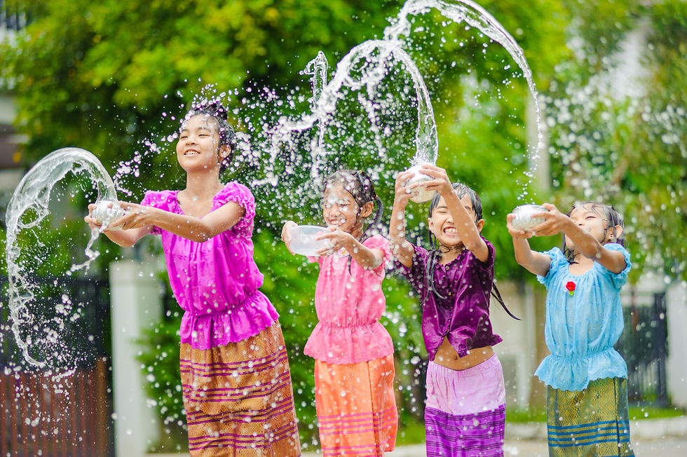 Children splashing water