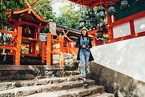 Tourist Outside of Shinto Shrine