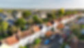 Aerial view of a residential street in North London during sunrise