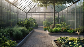 Sunlit Greenhouse Interior