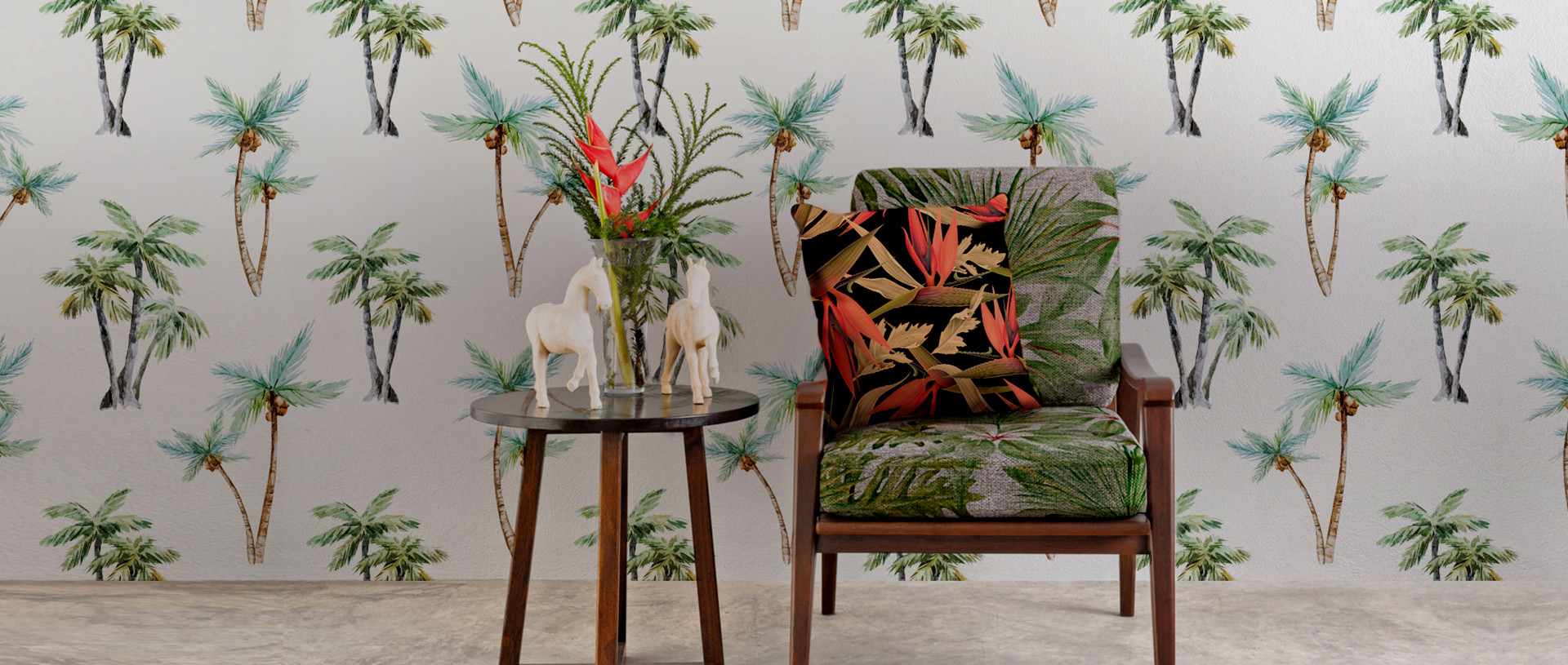 Tropical floral beech Wallpaper