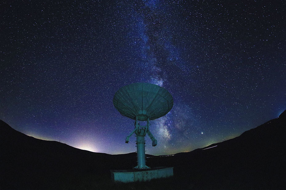 Satellite Dish Under Stars