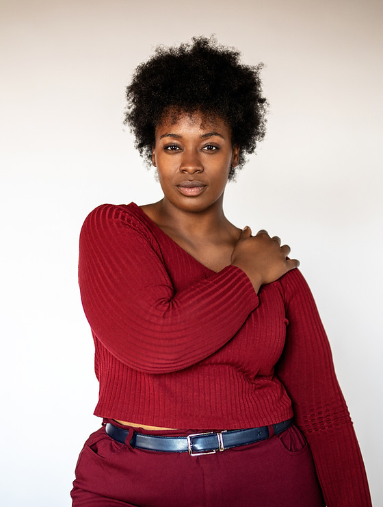 Model in Red Outfit