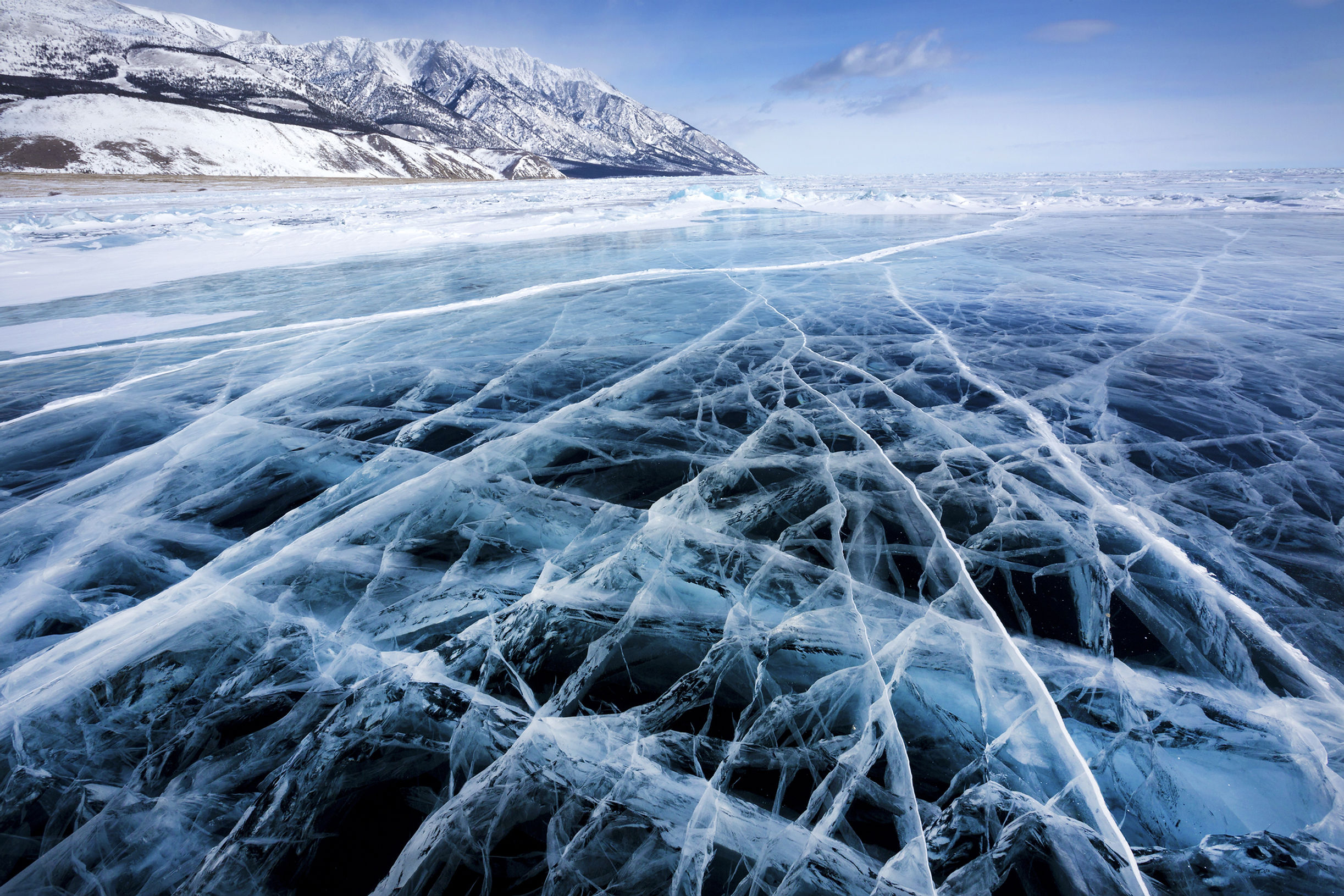 Clear ice on the lake