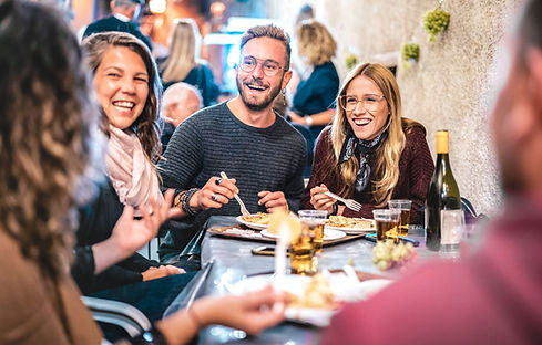 Laughing at a conversation
