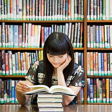 Reading Books in Library