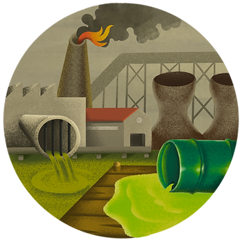 stock illustration of dystopic factory