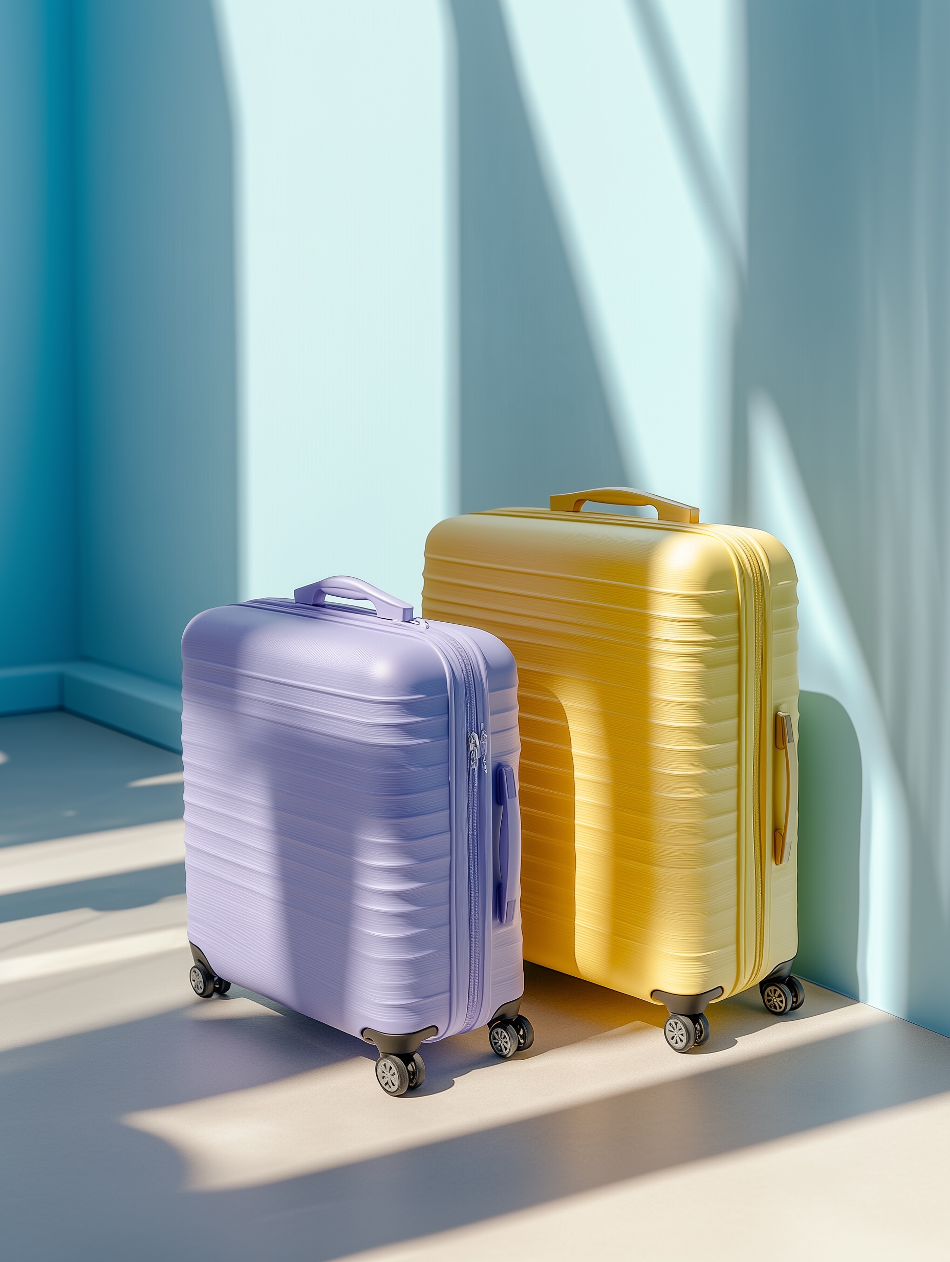 Выставка чемоданов в пастельных тонах