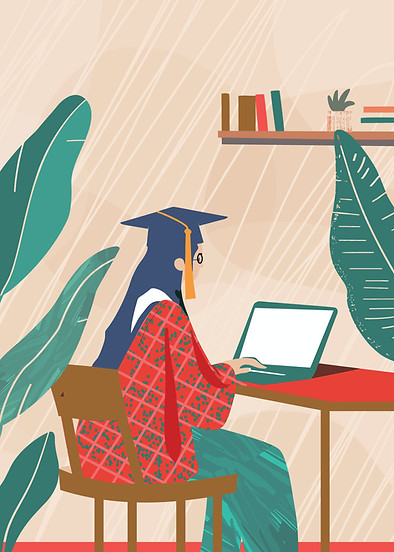 Graduate Using Laptop