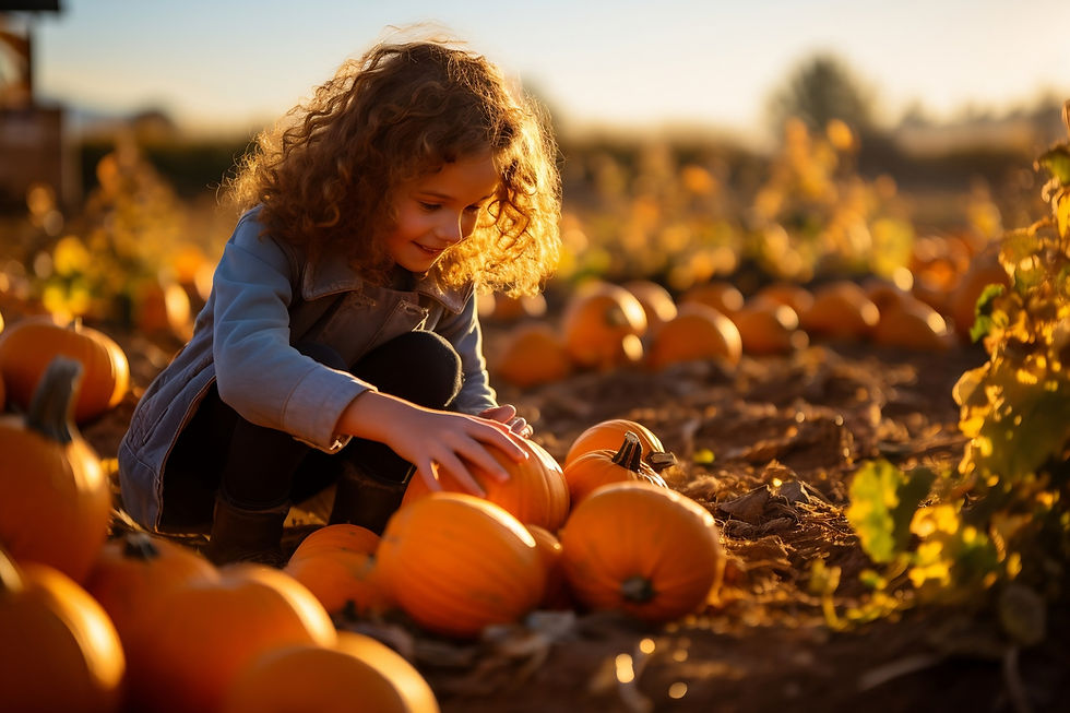 Child Picking Pumpkin