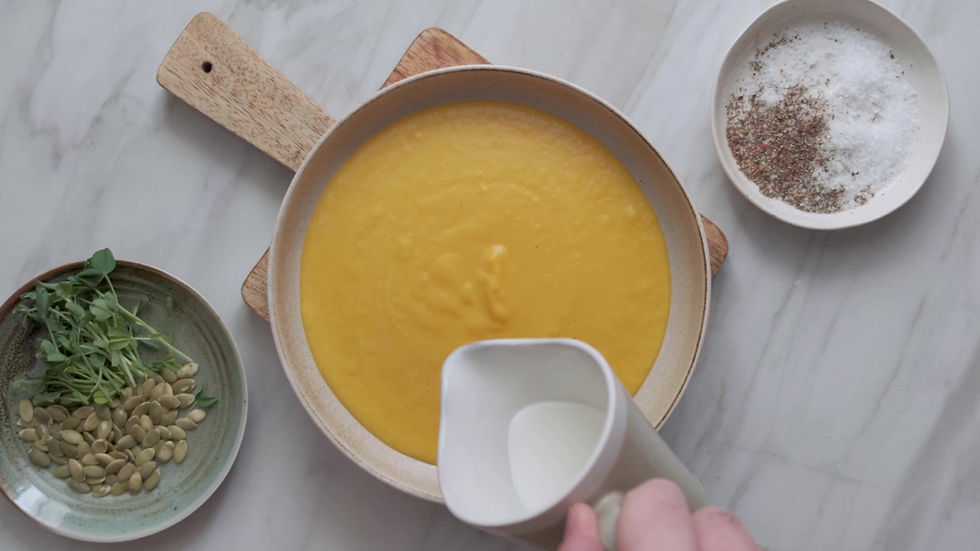 Garnishing Butternut Squash Soup