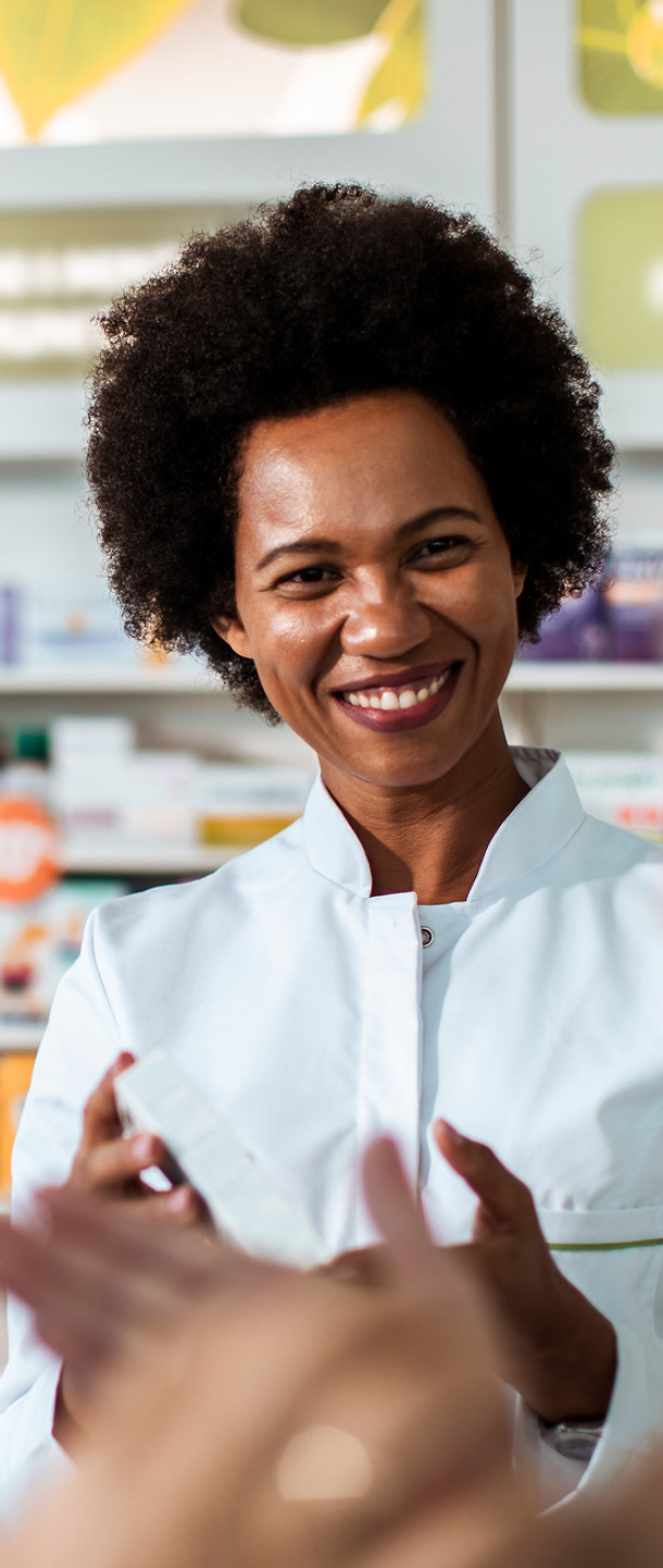 Smiling Pharmacist Interaction