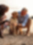 Senior man with dog after hip surgery rehab