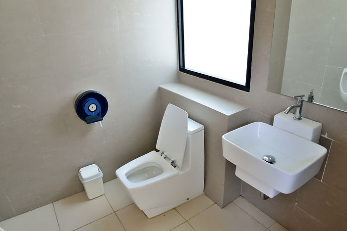 blocked toilet in bathroom