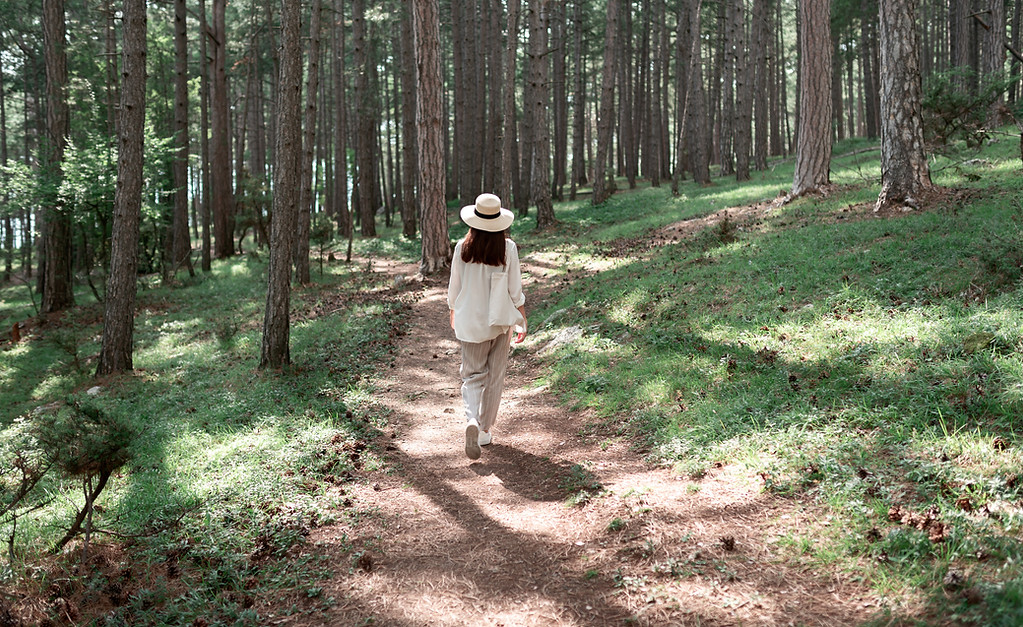 Woman Walking Forest