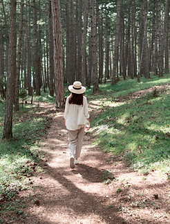 Menopausal woman walking in nature