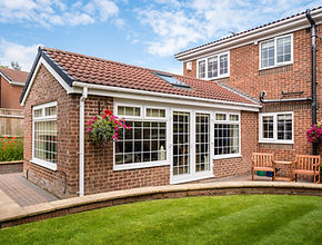 Brick house with garden patio
