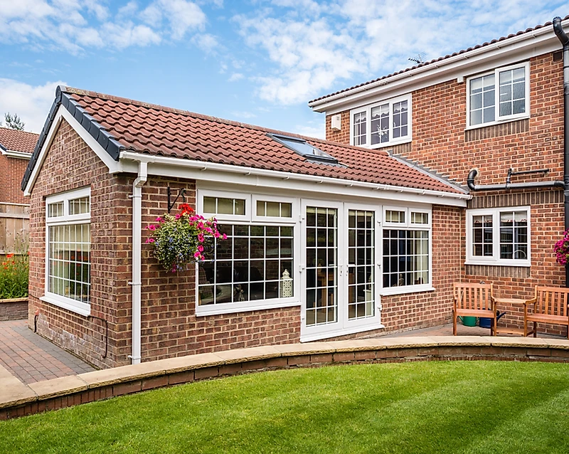 A modern house with newly added extension