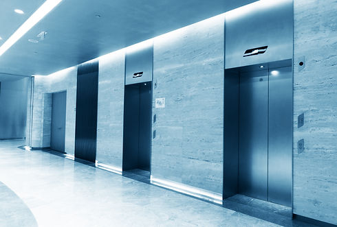 Closed elevator in a modern office building