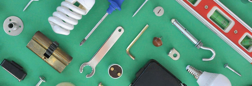 Tools on Green Background