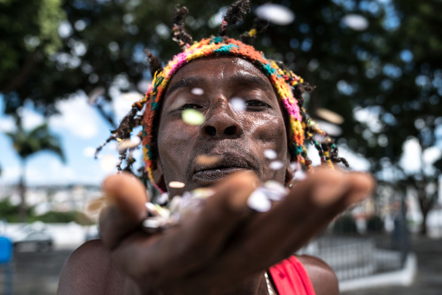Man blowing