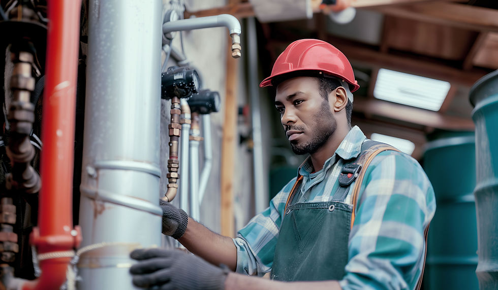 Worker Inspecting Pipes