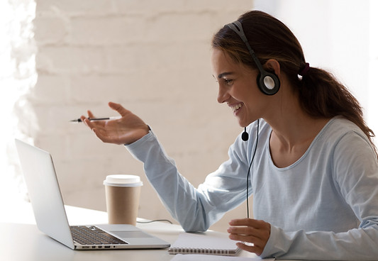 Professional woman takes online English lessons to speak confidently and fluently