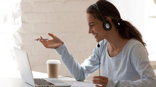 Adult student in a personalized General English lesson with an ESLVista teacher