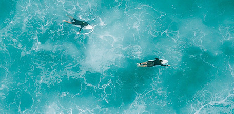 Aerial View of Surfers
