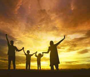 Family Silhouette Sunset
