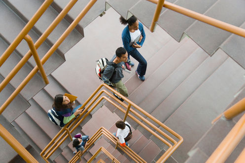 students on the stairs