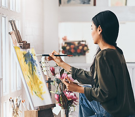 Artist Painting in Studio