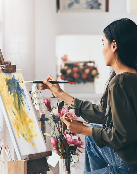 Artist Painting in Studio