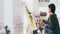 Artist Painting in Studio