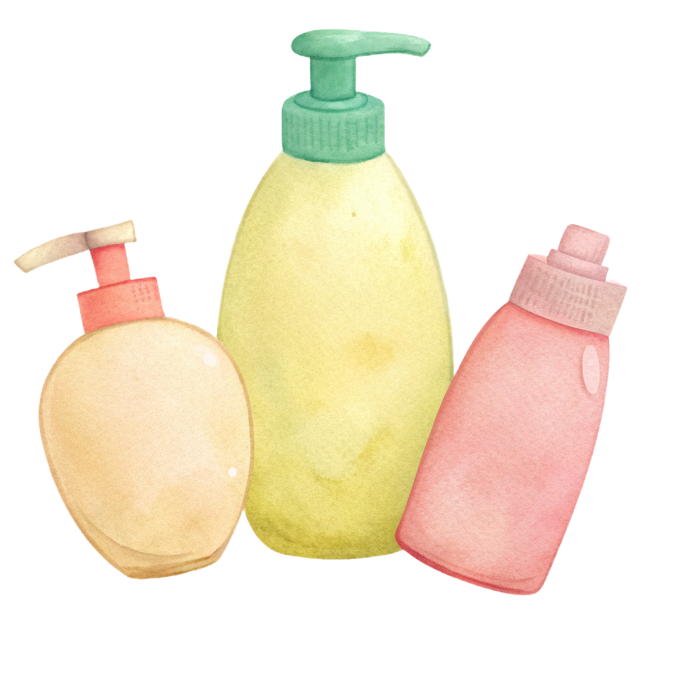 Three pastel-colored bottles of BareGlow body wash
