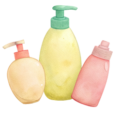 Three pastel-colored bottles of BareGlow body wash