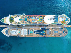 Cruise ship seen from above