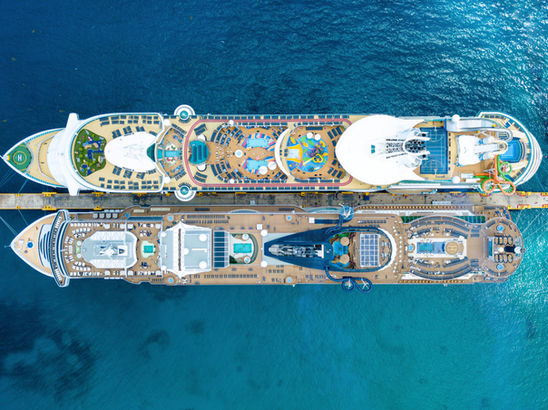 Cruise ship seen from above