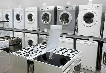 Domestic equipment ,washing machines and gas stoves, arranged in the store