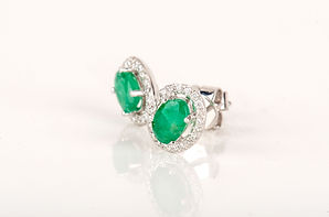 Earrings on white background