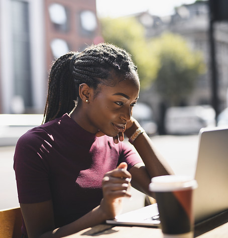 Working at Outdoor Cafe