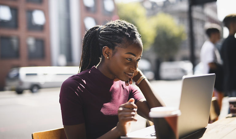 Working at Outdoor Cafe