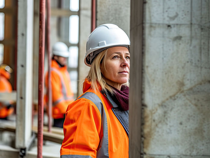 Construction Worker Focused
