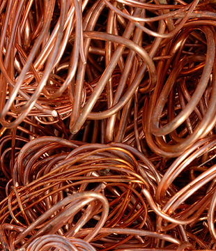 Tangled copper wires with reddish metallic sheen