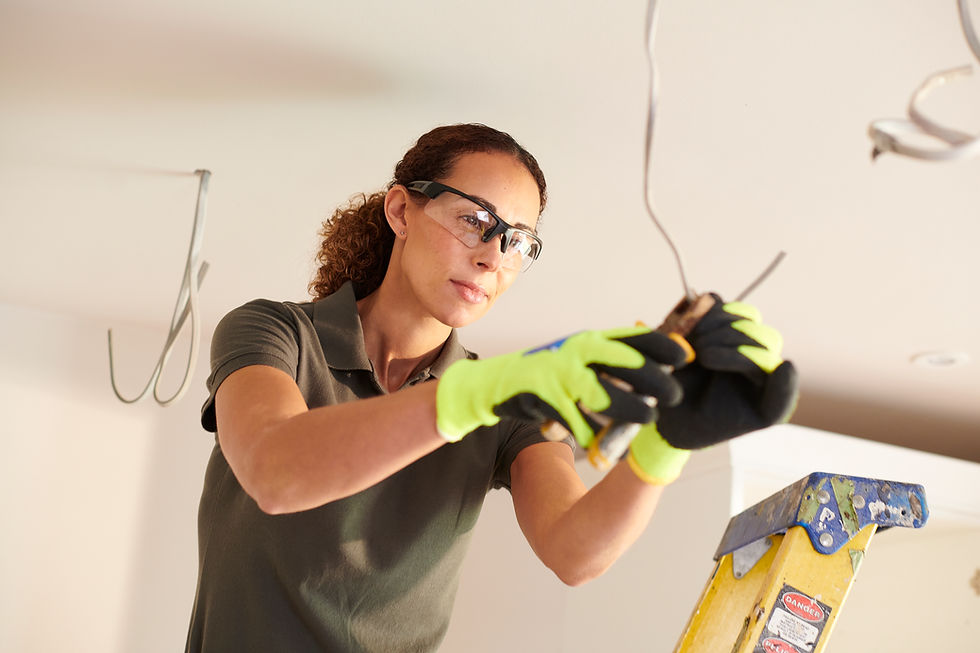 Electrician working in a house
