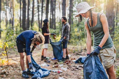 Des jeunes ramassent les ordures en forêt