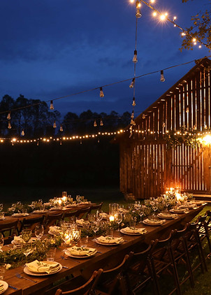 Rustic outdoor evening wedding